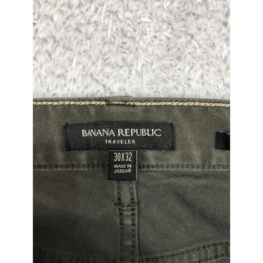 Banana Republic Jeans Men 30x30 (Tag 30x32) Traveler Slim Fit Olive Green